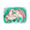 Sea Turtles Vintage Map Teal Watercolor Bath Mat Small 24X17 Home Decor