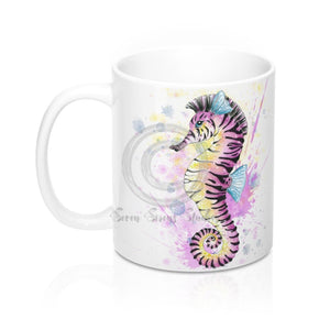 Sea Zebra Pink Splash Watercolor Ink Art Mug 11Oz