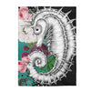 Seahorse Aqua Teal Roses Ink Art Velveteen Plush Blanket 30 × 40 All Over Prints