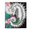 Seahorse Aqua Teal Roses Ink Art Velveteen Plush Blanket 50 × 60 All Over Prints