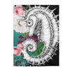 Seahorse Aqua Teal Roses Ink Art Velveteen Plush Blanket 60 × 80 All Over Prints