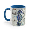 Seahorse Blue Vintage Map Nautical Accent Coffee Mug 11Oz /