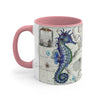 Seahorse Blue Vintage Map Nautical Accent Coffee Mug 11Oz