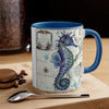 Seahorse Blue Vintage Map Nautical Accent Coffee Mug 11Oz