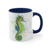Seahorse Green Splash Ink Accent Coffee Mug 11Oz