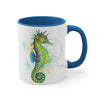 Seahorse Green Splash Ink Accent Coffee Mug 11Oz