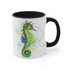 Seahorse Green Splash Ink Accent Coffee Mug 11Oz