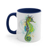 Seahorse Green Splash Ink Accent Coffee Mug 11Oz Navy /