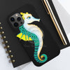 Seahorse Lady Teal Yellow Ink Black Case Mate Tough Phone Cases