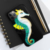Seahorse Lady Teal Yellow Ink Black Case Mate Tough Phone Cases
