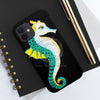 Seahorse Lady Teal Yellow Ink Black Case Mate Tough Phone Cases
