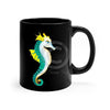 Seahorse Lady Teal Yellow Ink Black Mug 11Oz Mug
