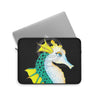 Seahorse Lady Teal Yellow Ink Laptop Sleeve
