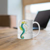 Seahorse Lady Teal Yellow Ink Mug 11Oz