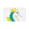 Seahorse Lady Teal Yellow Ink White Bath Mat 34 × 21 Home Decor