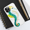 Seahorse Lady Teal Yellow Ink White Case Mate Tough Phone Cases