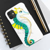 Seahorse Lady Teal Yellow Ink White Case Mate Tough Phone Cases