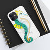 Seahorse Lady Teal Yellow Ink White Case Mate Tough Phone Cases