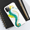 Seahorse Lady Teal Yellow Ink White Case Mate Tough Phone Cases