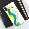 Seahorse Lady Teal Yellow Ink White Case Mate Tough Phone Cases