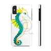Seahorse Lady Teal Yellow Ink White Case Mate Tough Phone Cases Iphone X