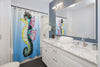 Seahorse Large Fins Watercolor Art Shower Curtain Home Decor