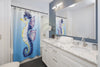 Seahorse Large Fins Watercolor Blue Art Shower Curtain Home Decor