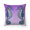 Seahorse Love Bubbles Purple Watercolor Art Square Pillow 14X14 Home Decor
