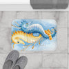 Seahorse Love Orange Blue Watercolor Art Bath Mat Home Decor