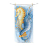 Seahorse Love Orange Blue Watercolor Art Polycotton Towel 30 × 60 Home Decor