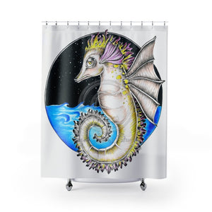 Seahorse Magic Ink Art Shower Curtain 71 × 74 Home Decor