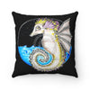 Seahorse Magic Ink Black Art Square Pillow Home Decor