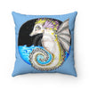 Seahorse Magic Ink Blue Art Square Pillow 14 × Home Decor