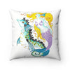 Seahorse & Mermaid Watercolor Art Square Pillow Home Decor