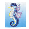 Seahorse On Blue Stained Glass Watercolor Art Velveteen Plush Blanket 50 × 60 All Over Prints