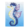 Seahorse On Blue Stained Glass Watercolor Art Velveteen Plush Blanket 60 × 80 All Over Prints