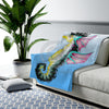 Seahorse On Blue Watercolor Art Velveteen Plush Blanket All Over Prints