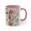 Seahorse Red Vintage Map Nautical Accent Coffee Mug 11Oz