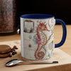 Seahorse Red Vintage Map Nautical Accent Coffee Mug 11Oz