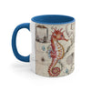 Seahorse Red Vintage Map Nautical Accent Coffee Mug 11Oz