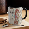 Seahorse Red Vintage Map Nautical Accent Coffee Mug 11Oz