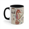 Seahorse Red Vintage Map Nautical Accent Coffee Mug 11Oz