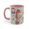 Seahorse Red Vintage Map Nautical Accent Coffee Mug 11Oz