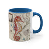 Seahorse Red Vintage Map Nautical Accent Coffee Mug 11Oz