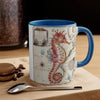 Seahorse Red Vintage Map Nautical Accent Coffee Mug 11Oz