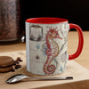 Seahorse Red Vintage Map Nautical Accent Coffee Mug 11Oz