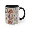 Seahorse Red Vintage Map Nautical Accent Coffee Mug 11Oz