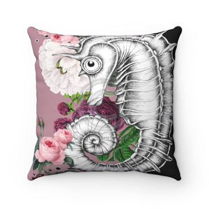 Seahorse Roses Ink Dusty Pink Square Pillow 14 X Home Decor