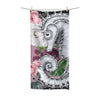 Seahorse Roses Pink Ink Polycotton Towel 30X60 Home Decor