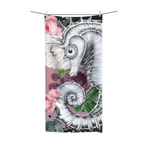 Seahorse Roses Pink Ink Polycotton Towel 36X72 Home Decor
